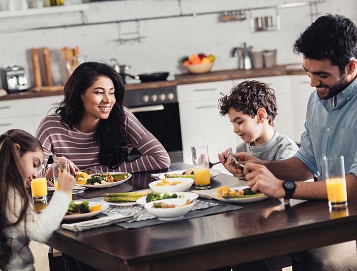 family eating dinner