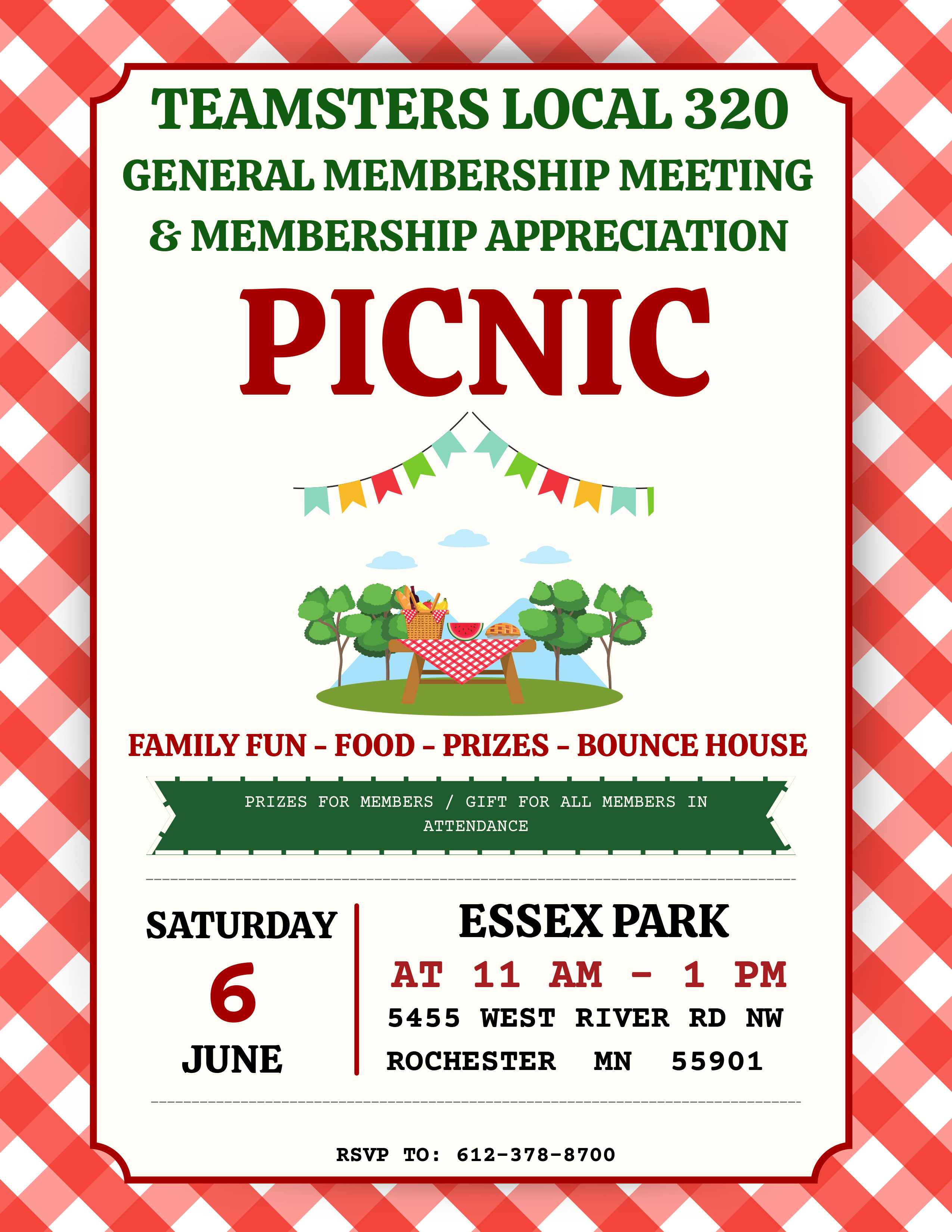 June 6, 2026 membership meeting and picnic in Rochester