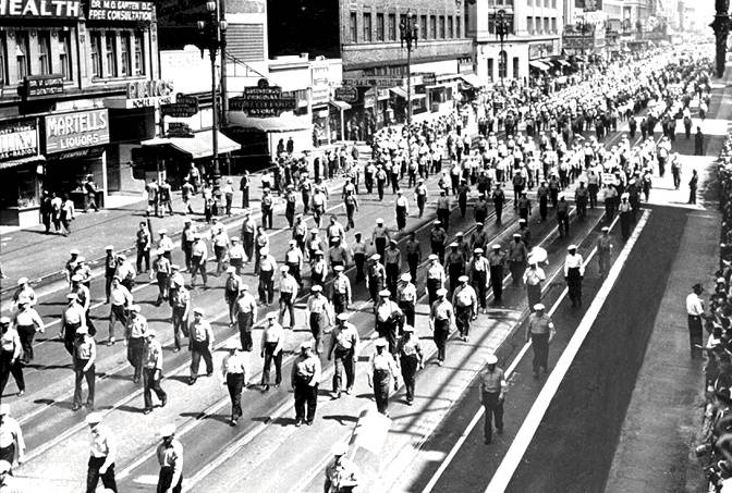 Teamster marching in strike