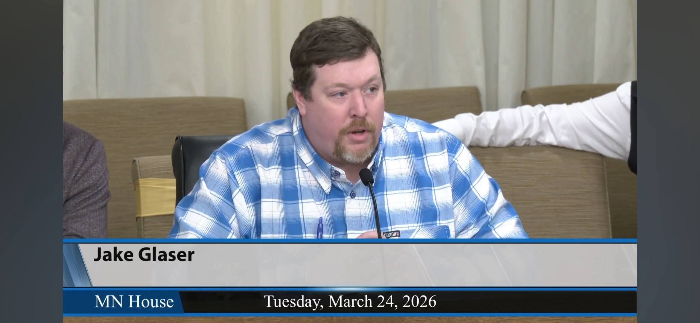 Jake Glaser testifying at the capitol